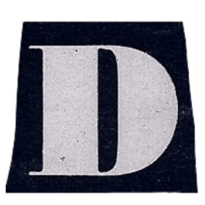 Stylized letter D stamp